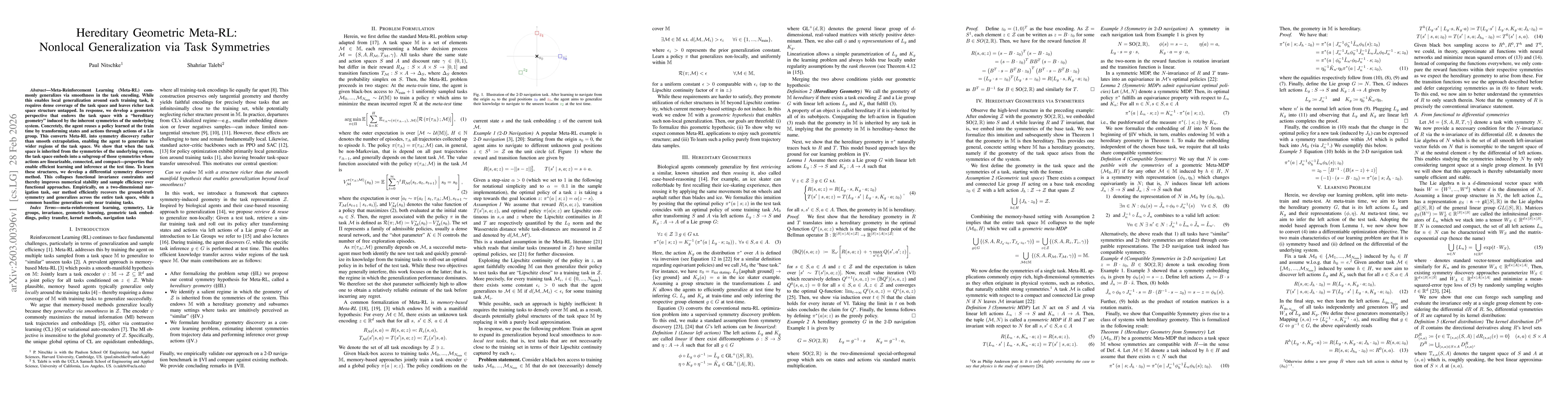 Thumbnail for Hereditary Geometric Meta-RL: Nonlocal Generalization via Task Symmetries