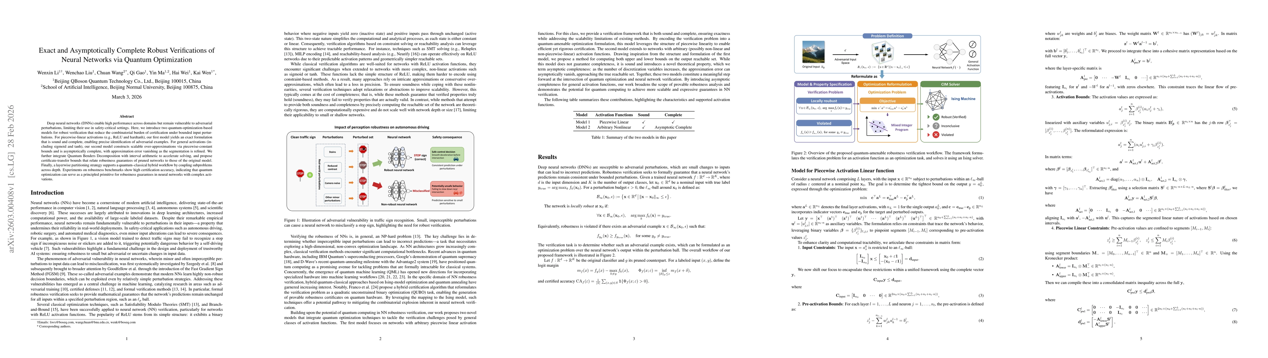 Thumbnail for Exact and Asymptotically Complete Robust Verifications of Neural Networks via Quantum Optimization