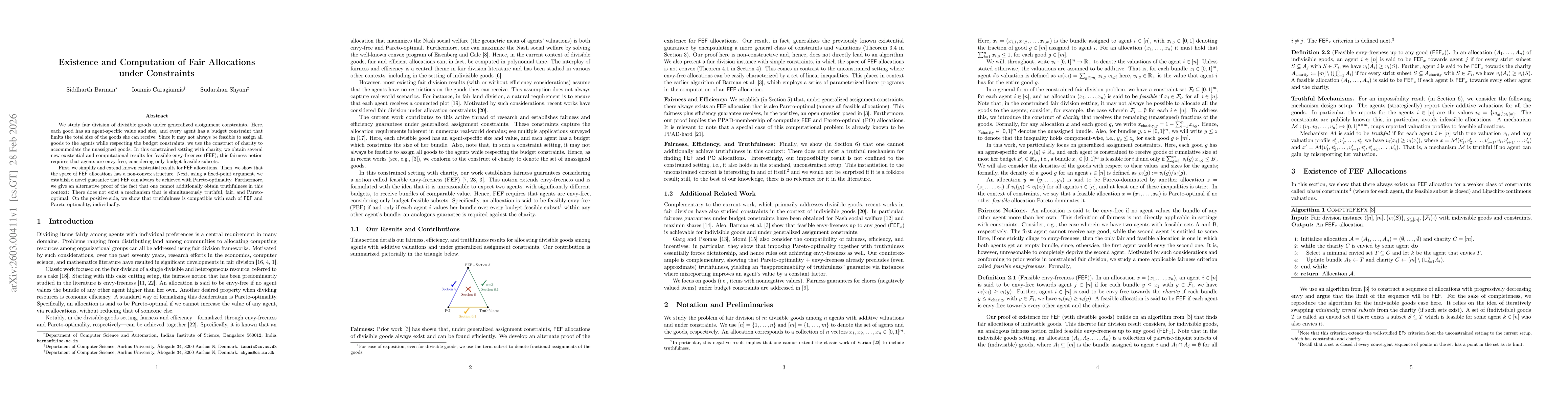 Thumbnail for Existence and Computation of Fair Allocations under Constraints