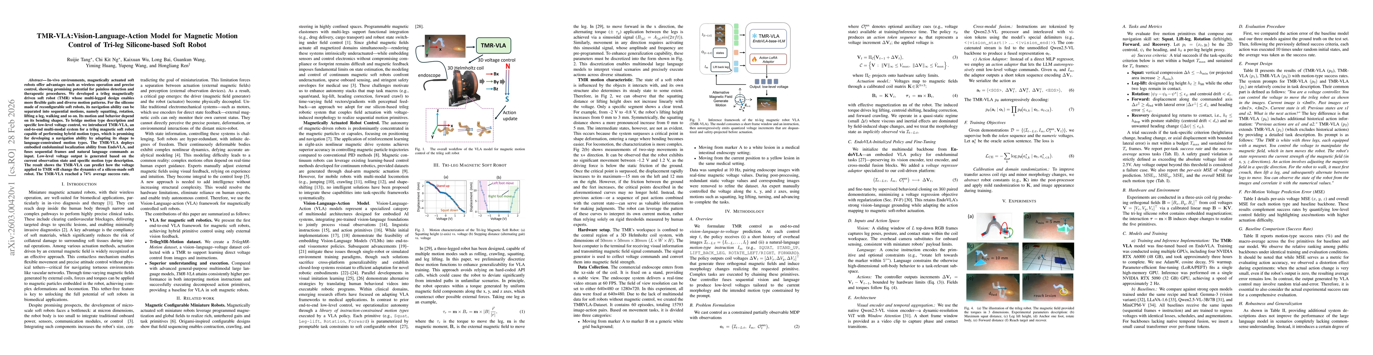 Thumbnail for TMR-VLA:Vision-Language-Action Model for Magnetic Motion Control of Tri-leg Silicone-based Soft Robot