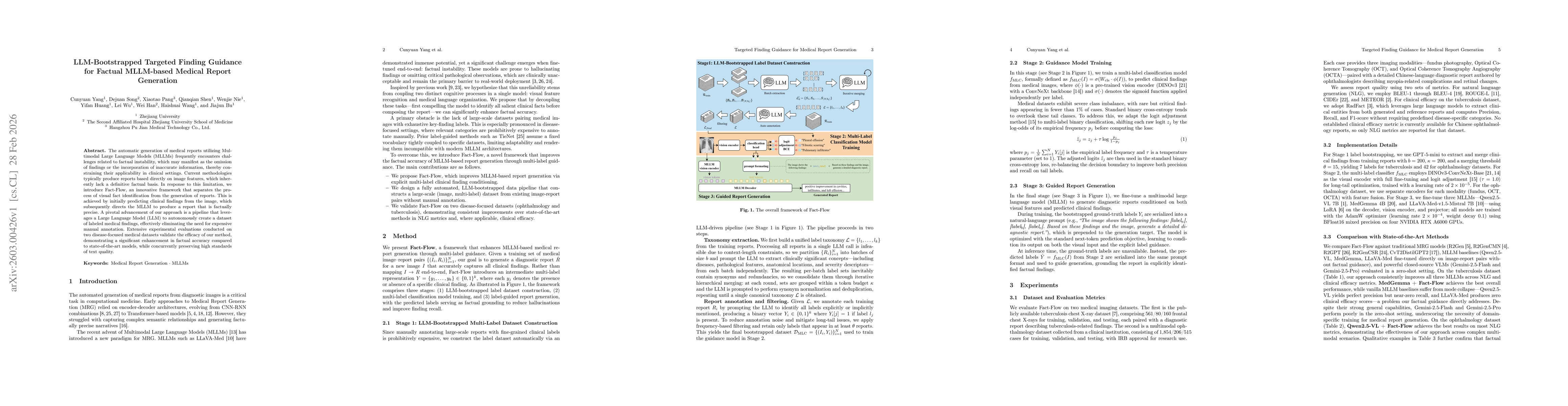 Thumbnail for LLM-Bootstrapped Targeted Finding Guidance for Factual MLLM-based Medical Report Generation