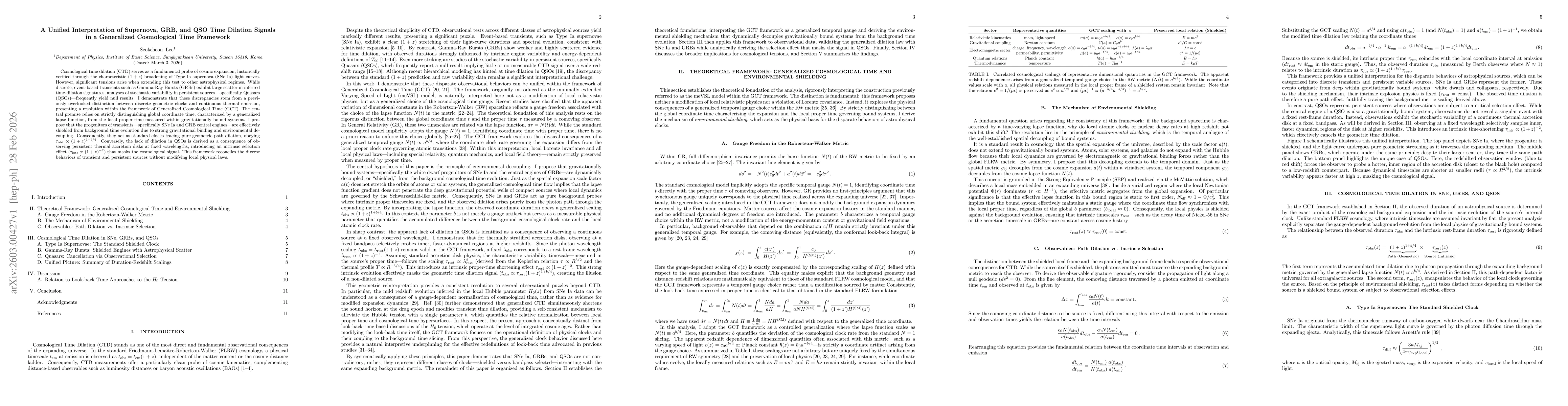 Thumbnail for A Unified Interpretation of Supernova, GRB, and QSO Time Dilation Signals in a Generalized Cosmological Time Framework