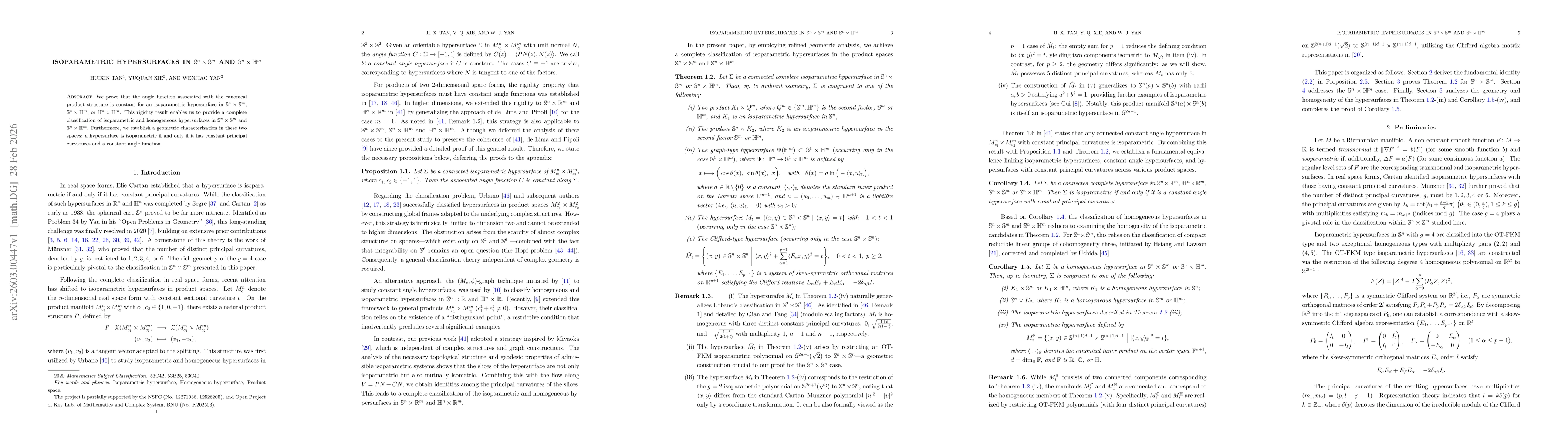 Thumbnail for Isoparametric hypersurfaces in $\mathbb{S}^{n}\times \mathbb{S}^{m}$ and $\mathbb{S}^{n}\times \mathbb{H}^{m}$