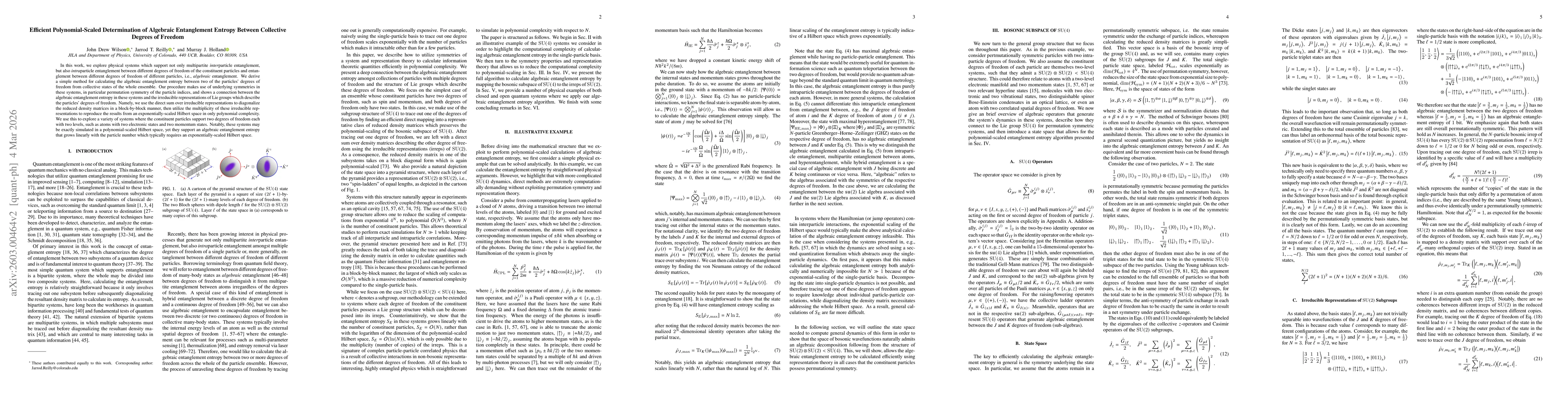 Thumbnail for Efficient Polynomial-Scaled Determination of Algebraic Entanglement Entropy Between Collective Degrees of Freedom