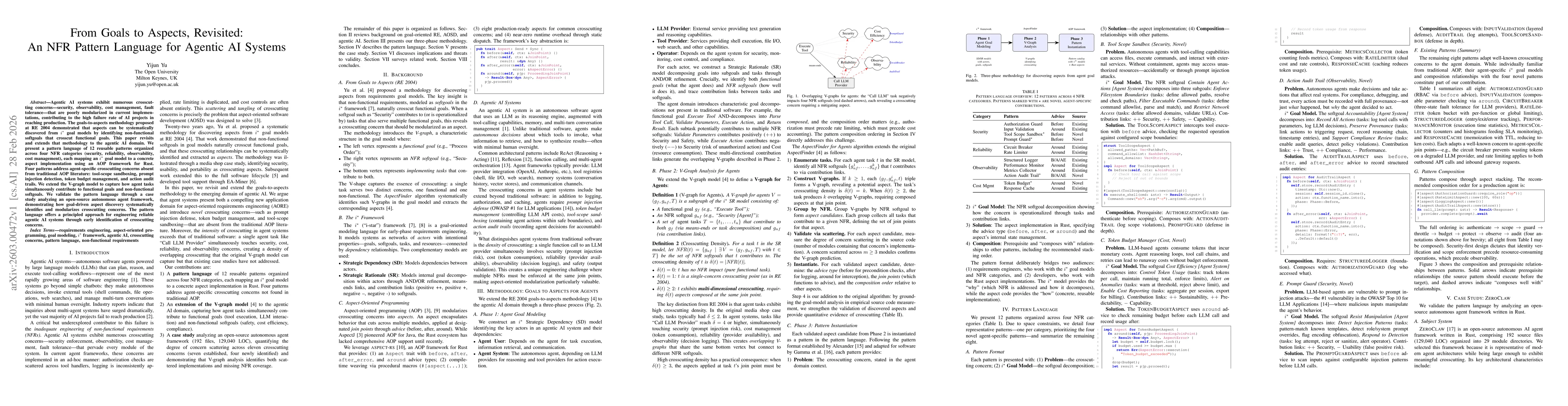 Thumbnail for From Goals to Aspects, Revisited: An NFR Pattern Language for Agentic AI Systems