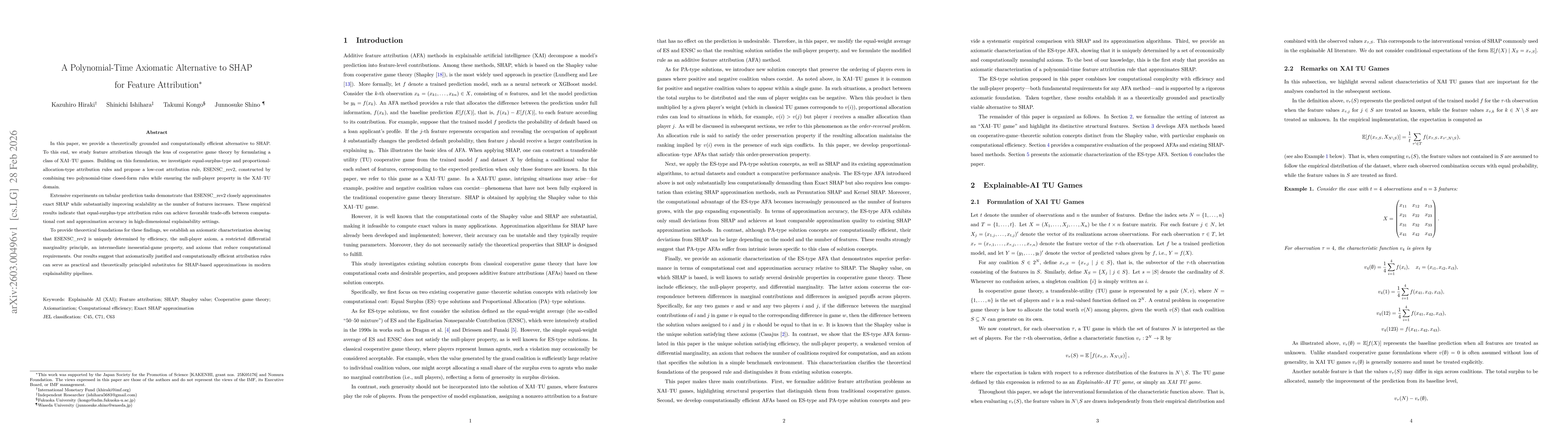 Thumbnail for A Polynomial-Time Axiomatic Alternative to SHAP for Feature Attribution