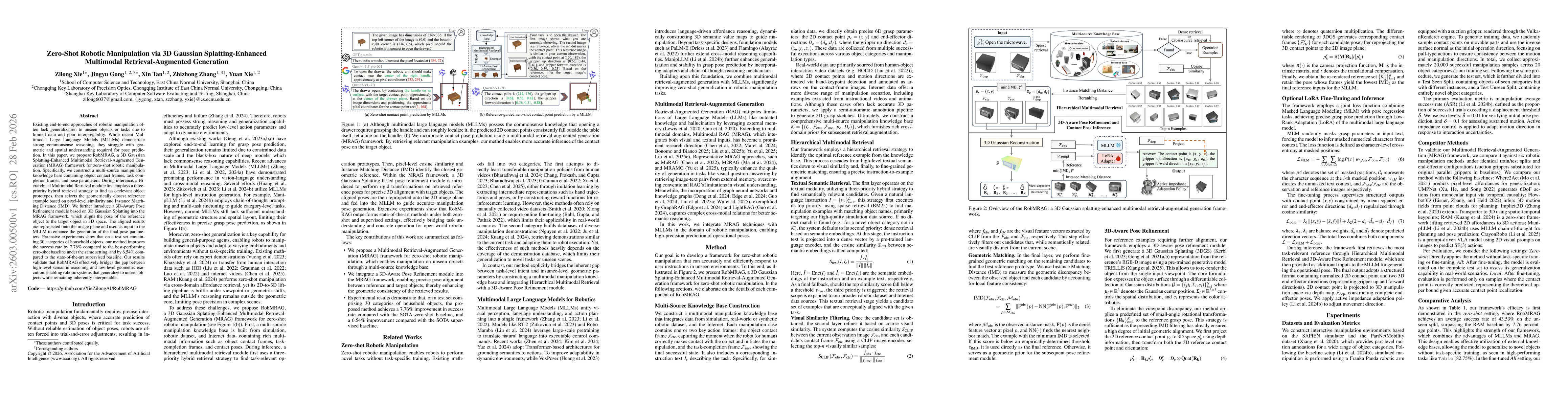 Thumbnail for Zero-Shot Robotic Manipulation via 3D Gaussian Splatting-Enhanced Multimodal Retrieval-Augmented Generation