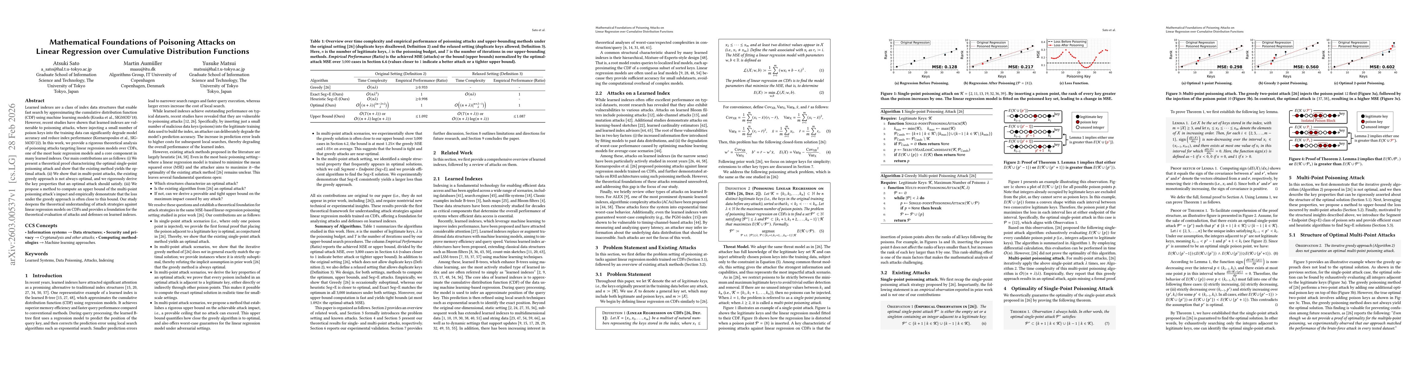 Thumbnail for Mathematical Foundations of Poisoning Attacks on Linear Regression over Cumulative Distribution Functions