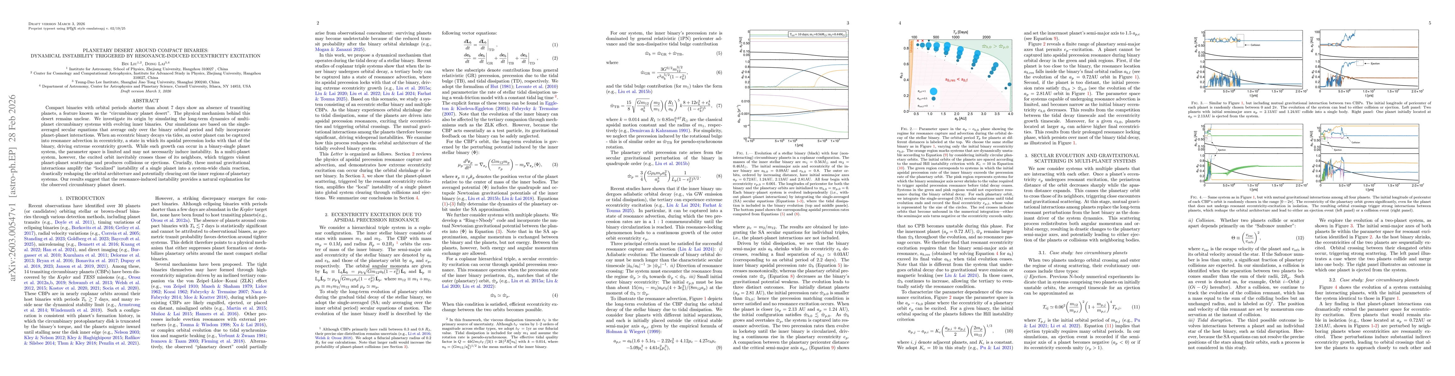 Thumbnail for Planetary Desert around Compact Binaries: Dynamical Instability Triggered by Resonance-Induced Eccentricity Excitation