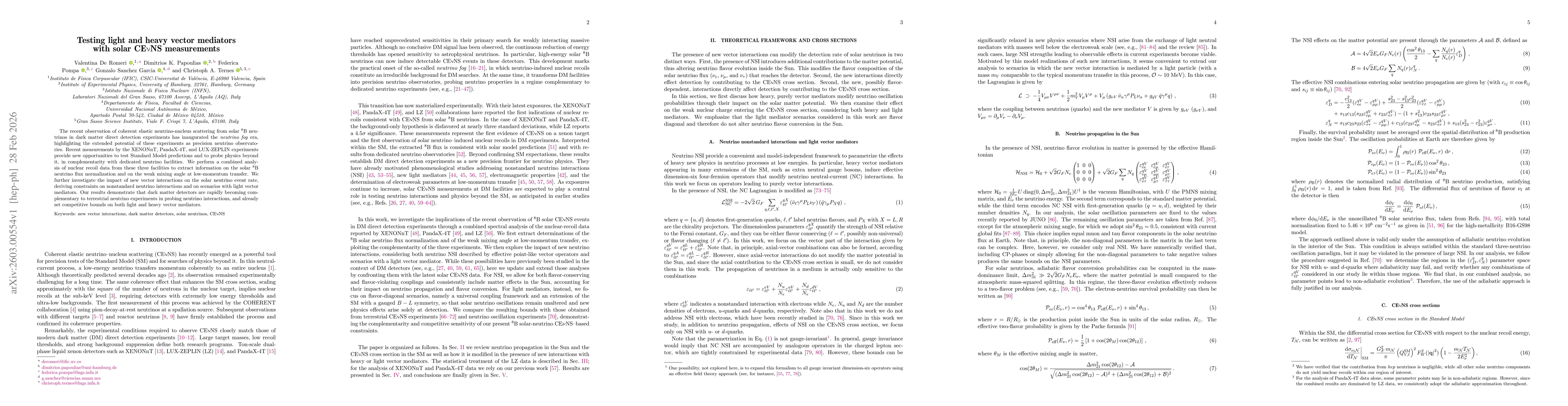 Thumbnail for Testing light and heavy vector mediators with solar CE$ν$NS measurements