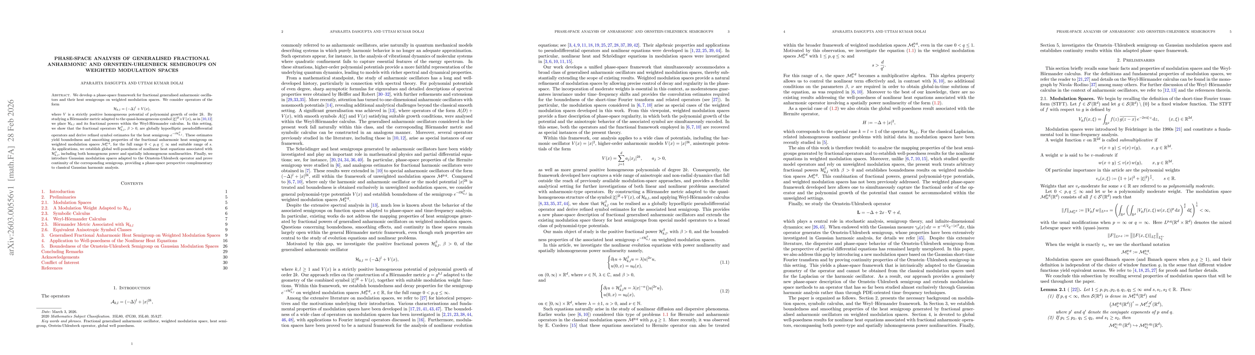 Thumbnail for Phase-Space Analysis of generalised Fractional Anharmonic and Ornstein-Uhlenbeck Semigroups on Weighted Modulation Spaces
