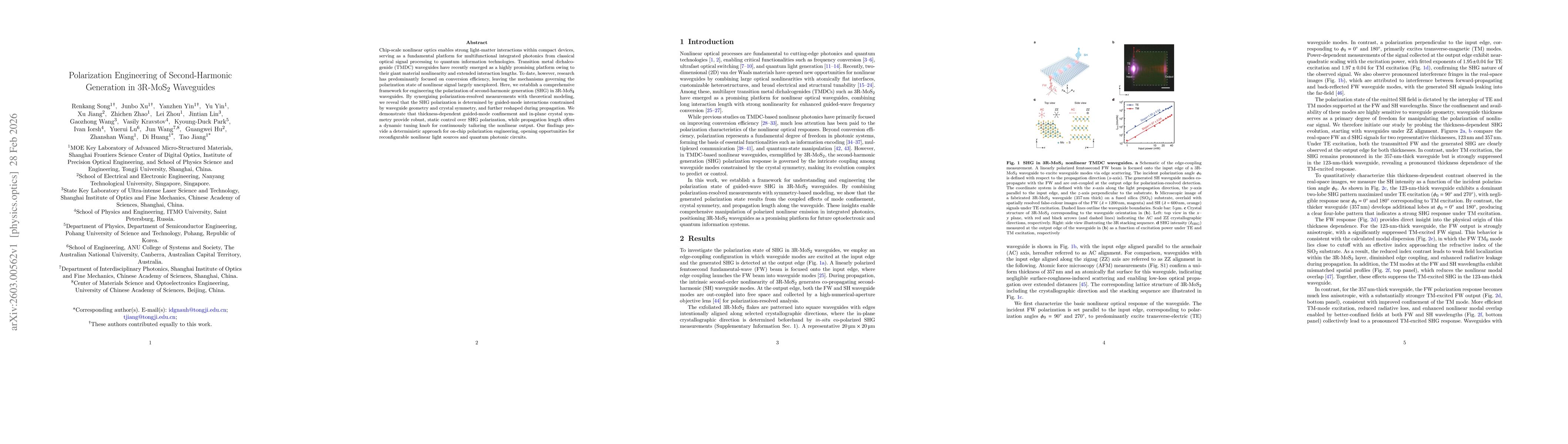 Thumbnail for Polarization Engineering of Second-Harmonic Generation in 3R-MoS$_2$ Waveguides