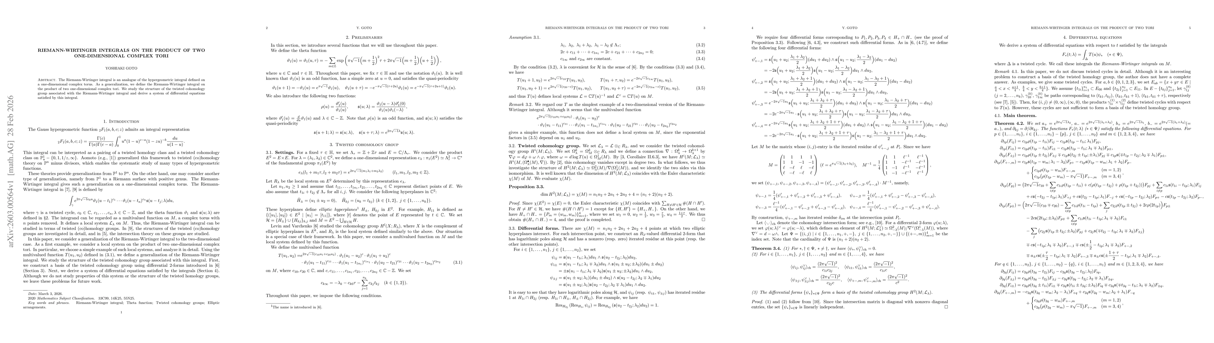 Thumbnail for Riemann-Wirtinger integrals on the product of two one-dimensional complex tori