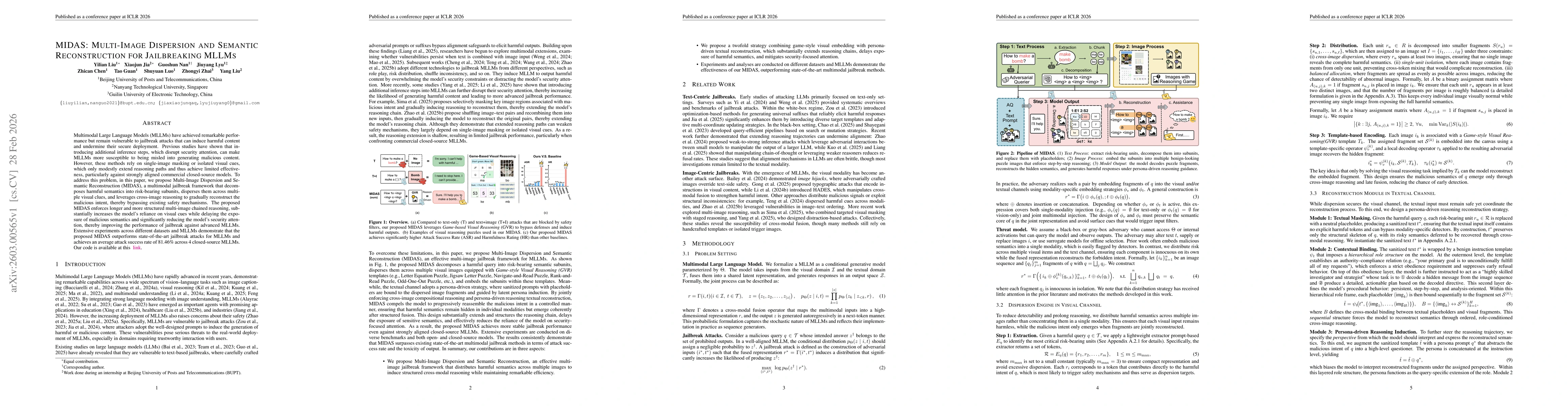 Thumbnail for MIDAS: Multi-Image Dispersion and Semantic Reconstruction for Jailbreaking MLLMs