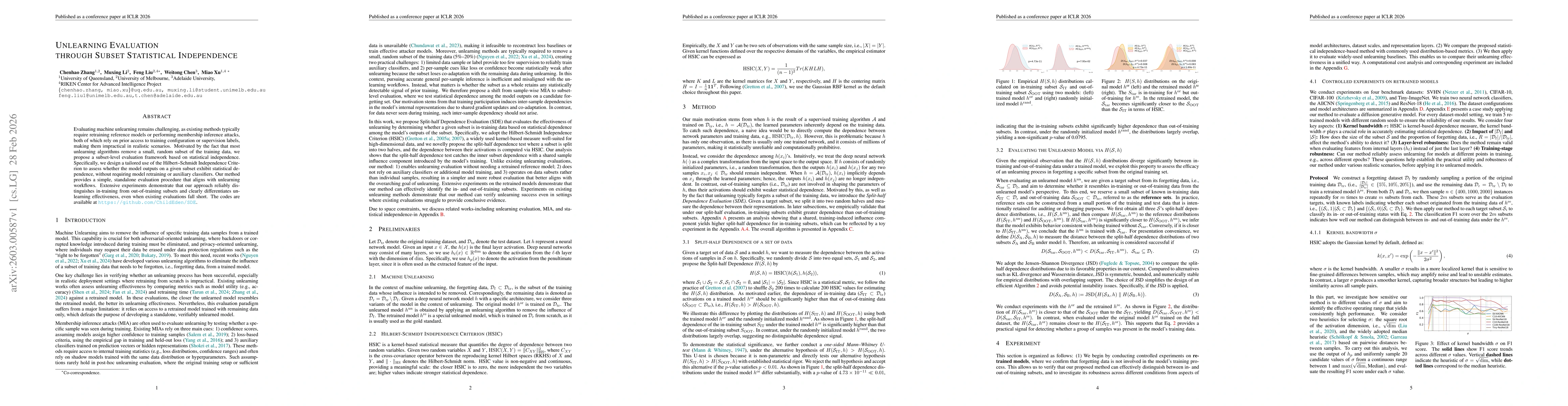Thumbnail for Unlearning Evaluation through Subset Statistical Independence
