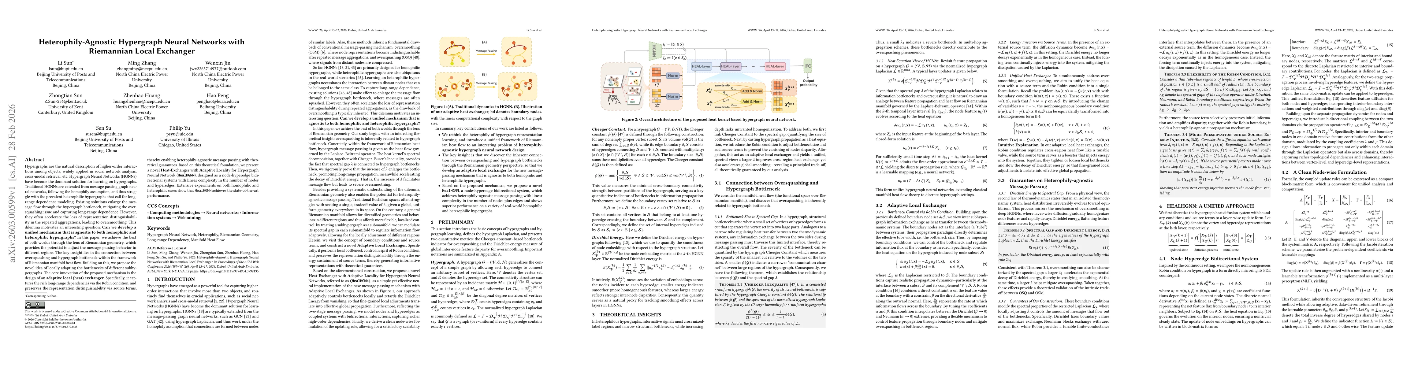 Thumbnail for Heterophily-Agnostic Hypergraph Neural Networks with Riemannian Local Exchanger