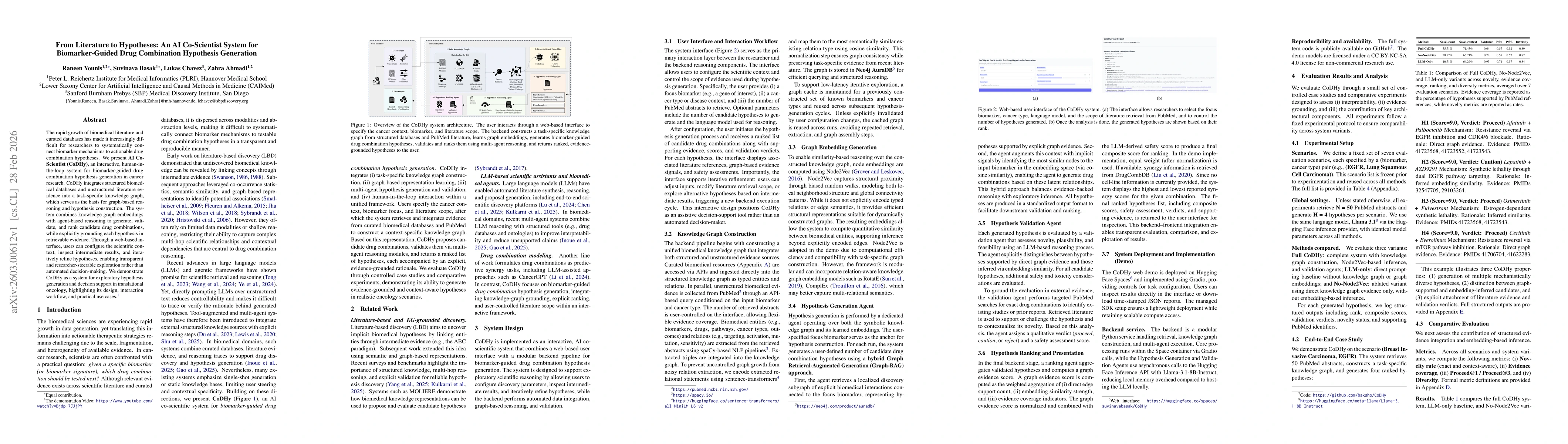 Thumbnail for From Literature to Hypotheses: An AI Co-Scientist System for Biomarker-Guided Drug Combination Hypothesis Generation