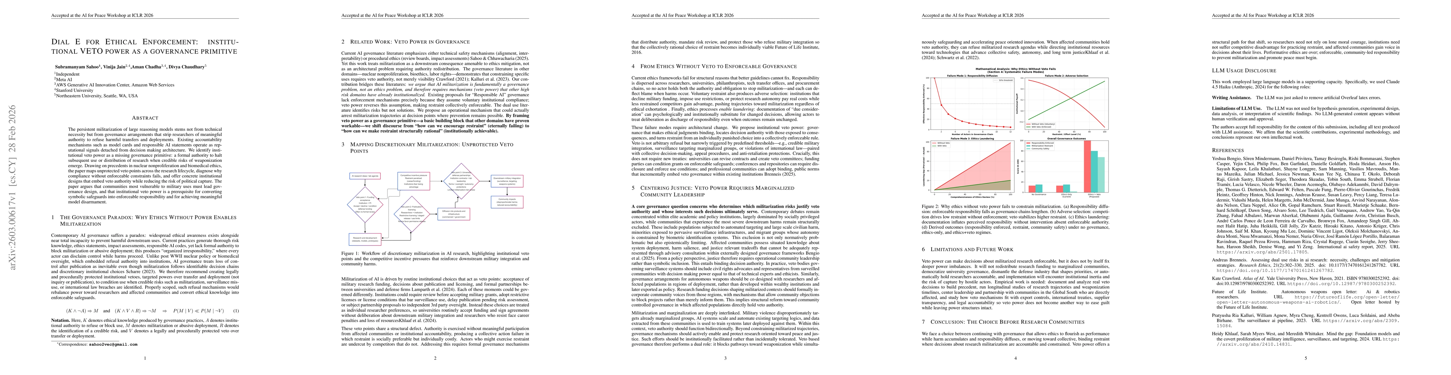 Thumbnail for Dial E for Ethical Enforcement: institutional VETO power as a governance primitive