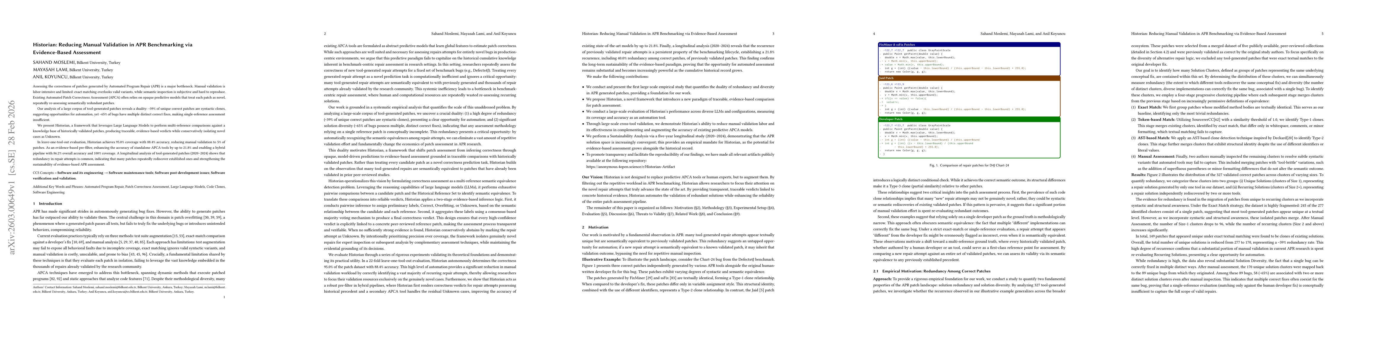 Thumbnail for Historian: Reducing Manual Validation in APR Benchmarking via Evidence-Based Assessment