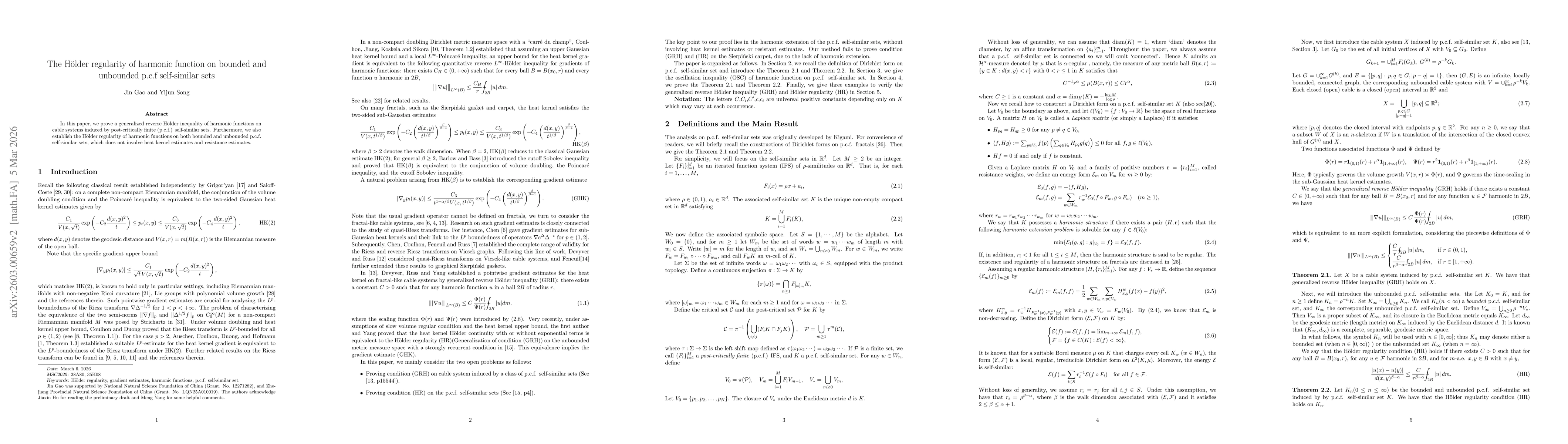 Thumbnail for The Hölder regularity of harmonic function on bounded and unbounded p.c.f self-similar sets