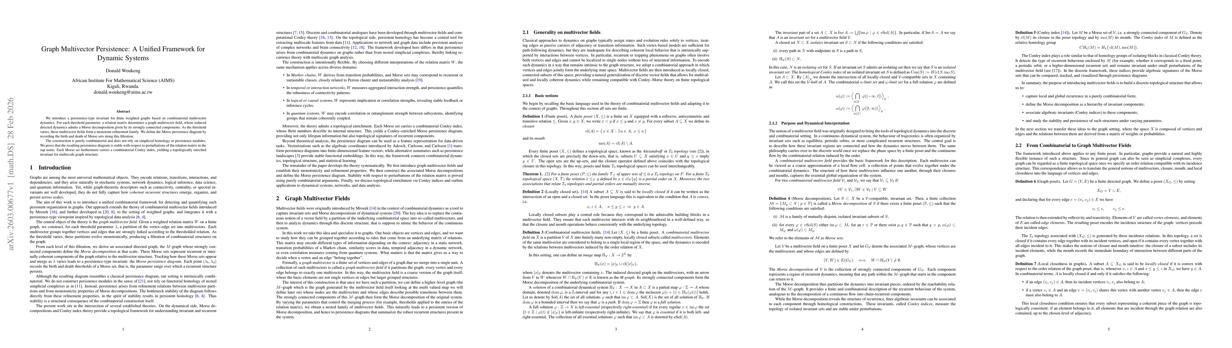 Thumbnail for Graph Multivector Persistence: A Unified Framework for Dynamic Systems