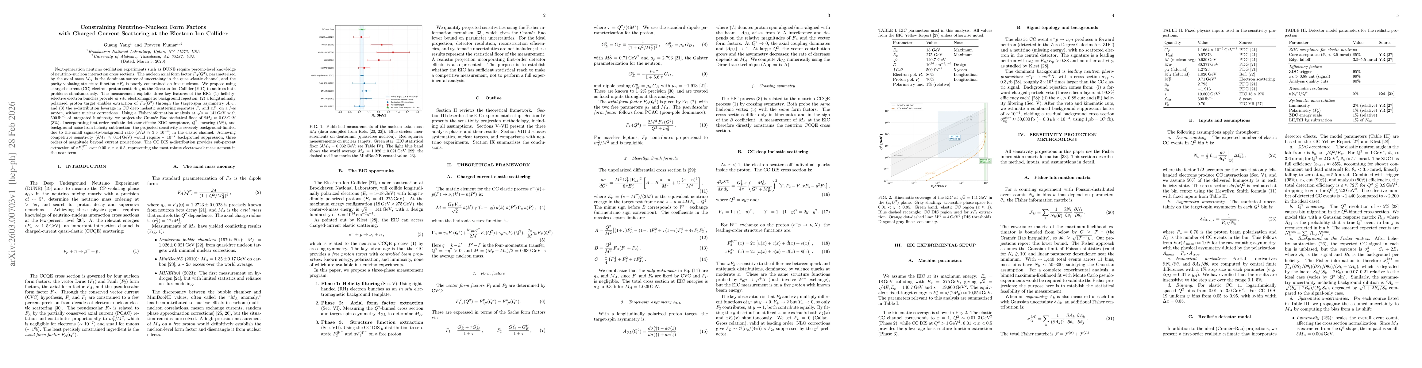 Thumbnail for Constraining Neutrino--Nucleon Form Factors with Charged-Current Scattering at the Electron-Ion Collider