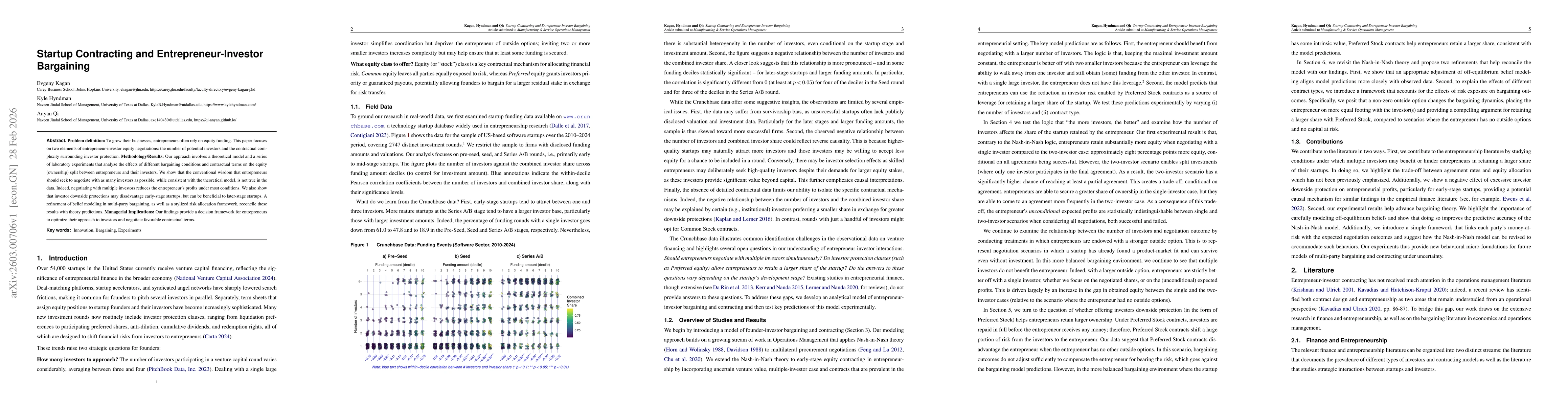 Thumbnail for Startup Contracting and Entrepreneur-Investor Bargaining