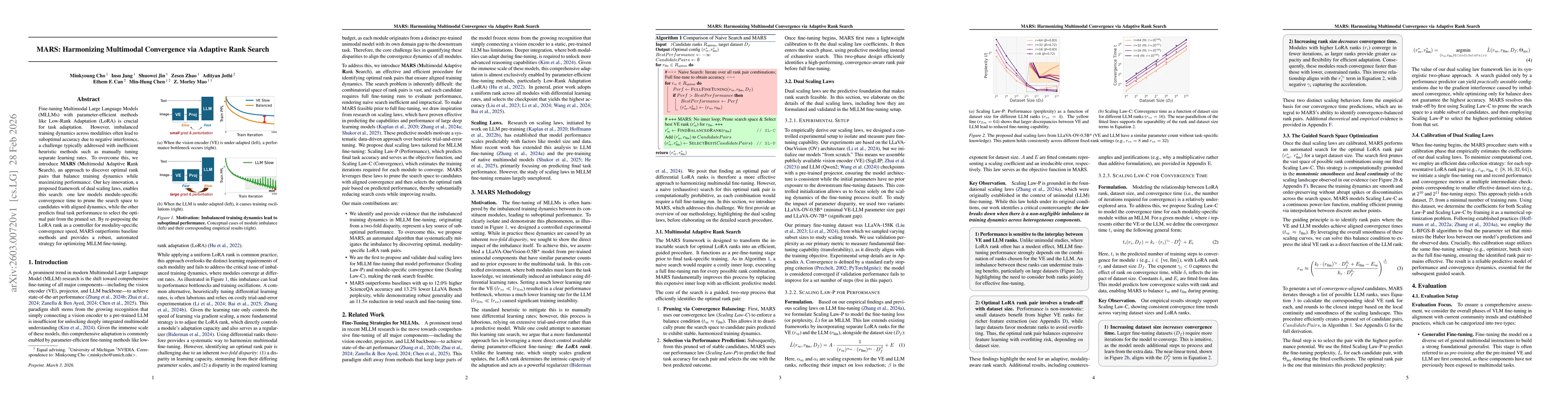 Thumbnail for MARS: Harmonizing Multimodal Convergence via Adaptive Rank Search