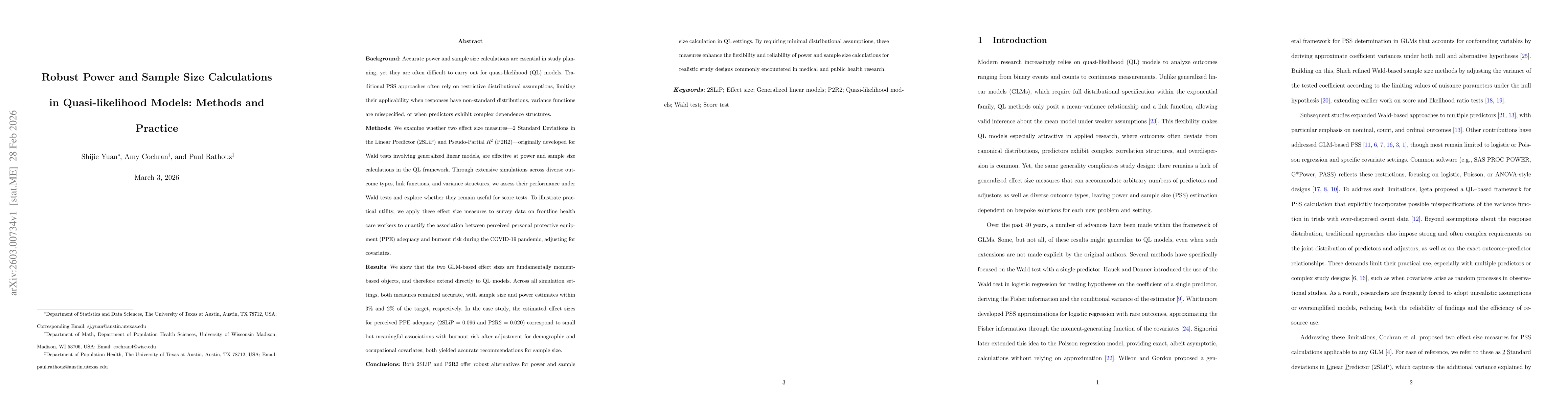 Thumbnail for Robust Power and Sample Size Calculations in Quasi-likelihood Models: Methods and Practice