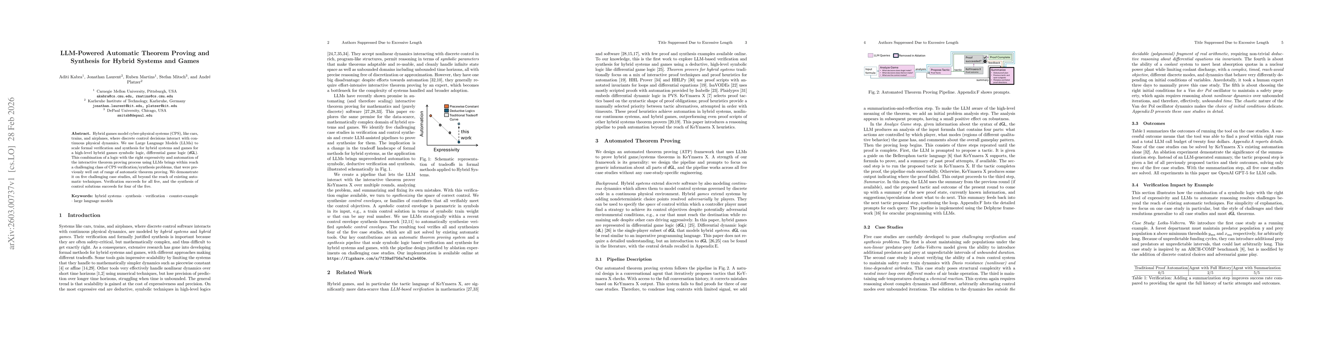 Thumbnail for LLM-Powered Automatic Theorem Proving and Synthesis for Hybrid Systems and Game