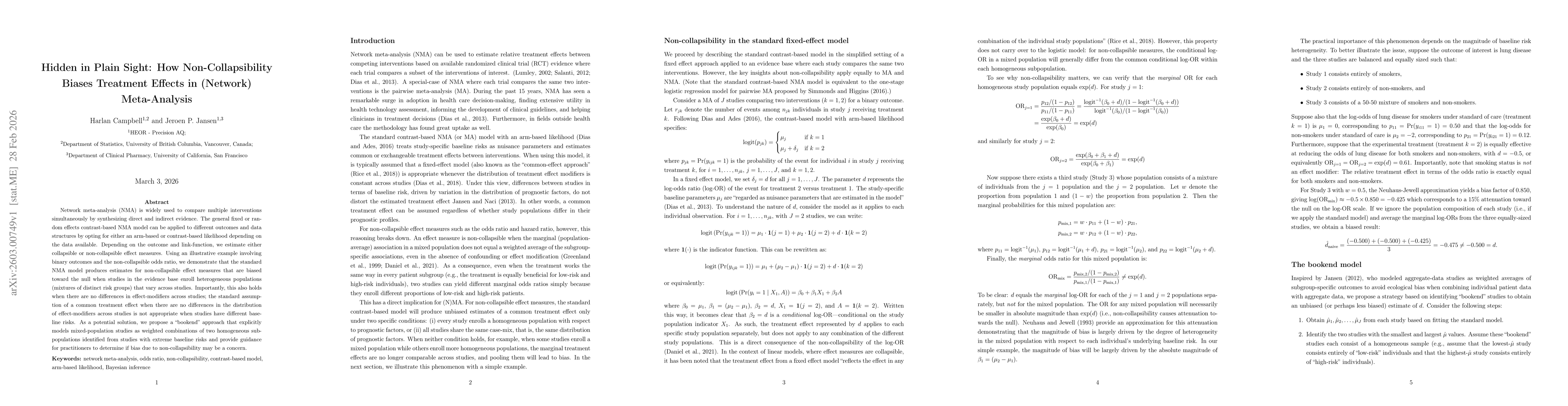 Thumbnail for Hidden in Plain Sight: How Non-Collapsibility Biases Treatment Effects in (Network) Meta-Analysis