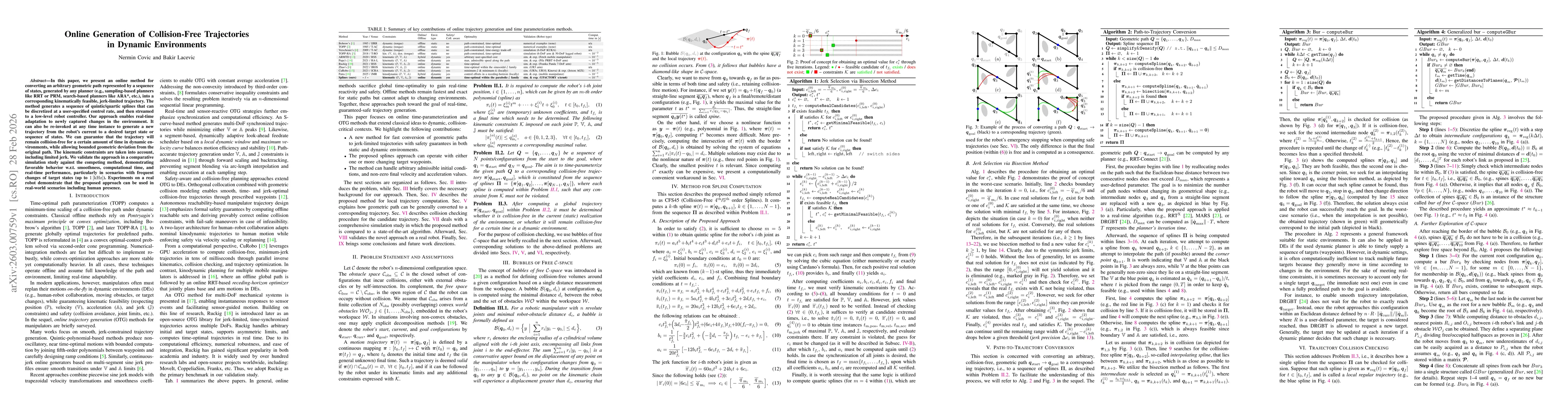 Thumbnail for Online Generation of Collision-Free Trajectories in Dynamic Environments