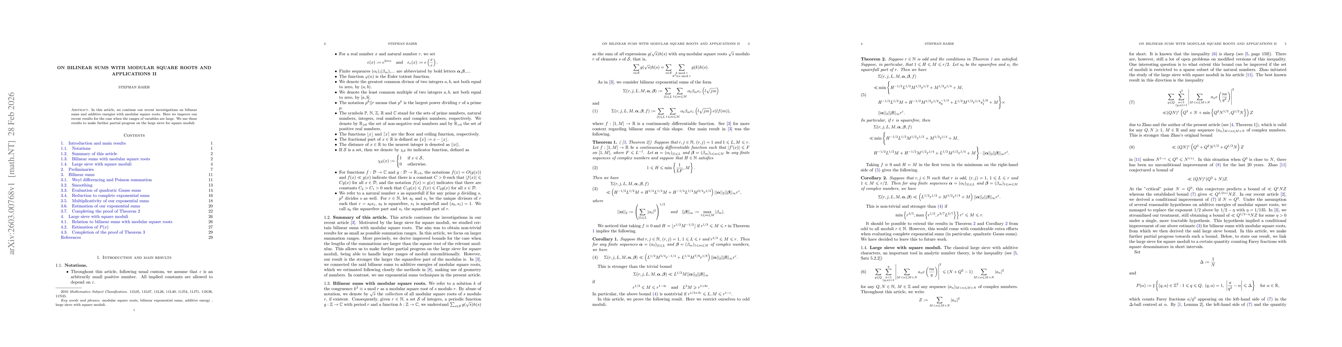 Thumbnail for On bilinear sums with modular square roots and applications II