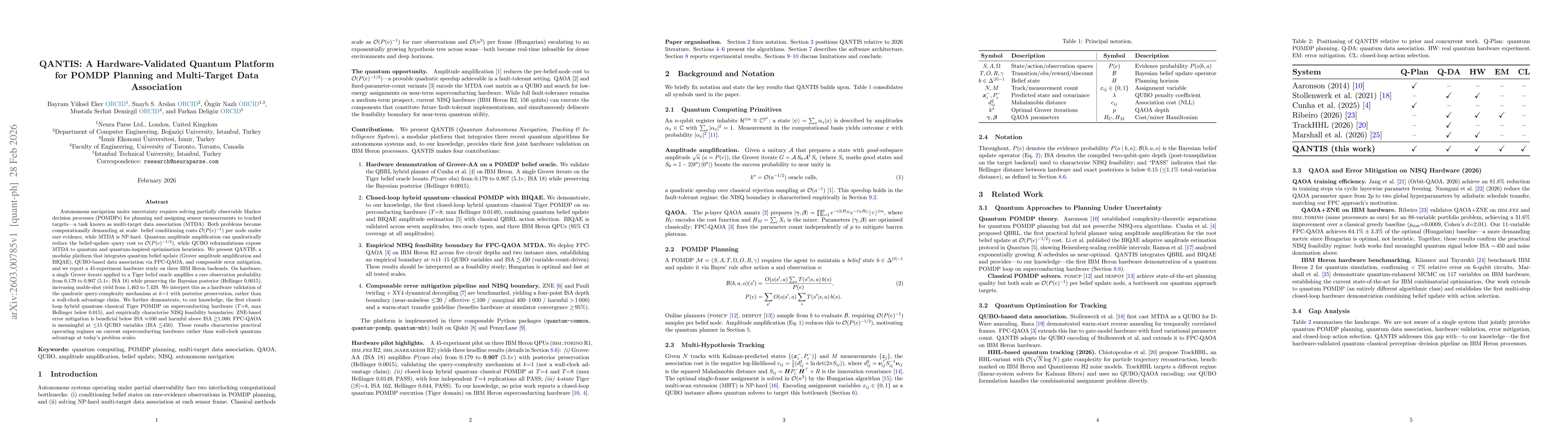 Thumbnail for QANTIS: A Hardware-Validated Quantum Platform for POMDP Planning and Multi-Target Data Association