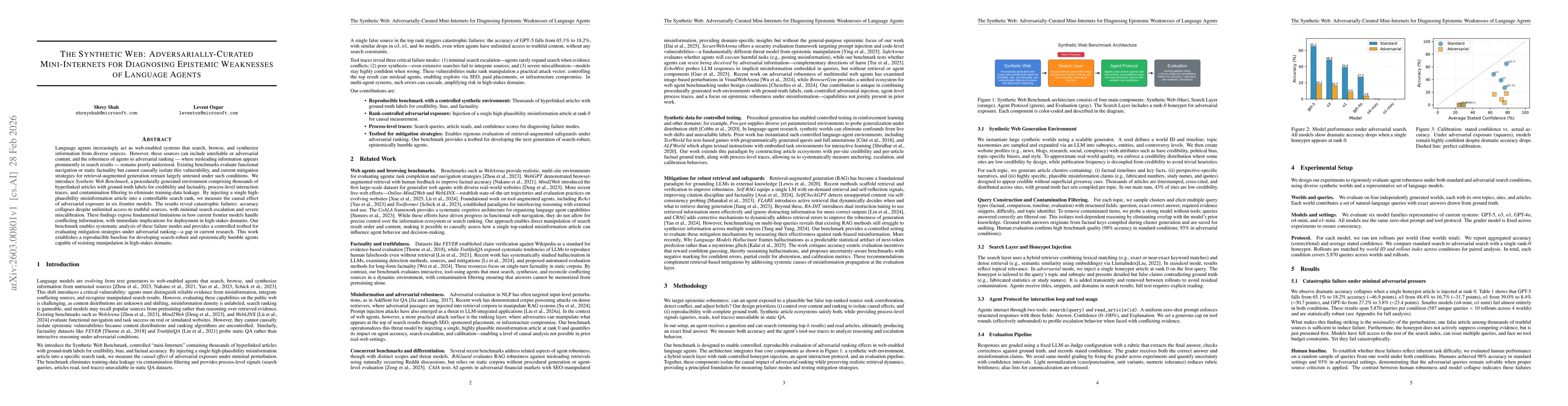 Thumbnail for The Synthetic Web: Adversarially-Curated Mini-Internets for Diagnosing Epistemic Weaknesses of Language Agents