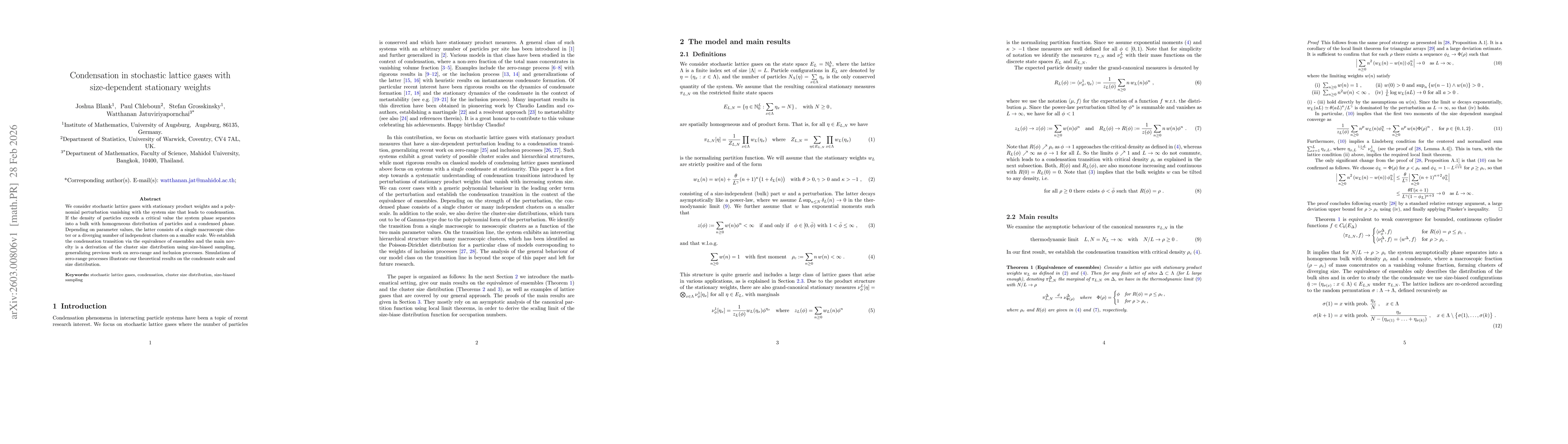 Thumbnail for Condensation in stochastic lattice gases with size-dependent stationary weights