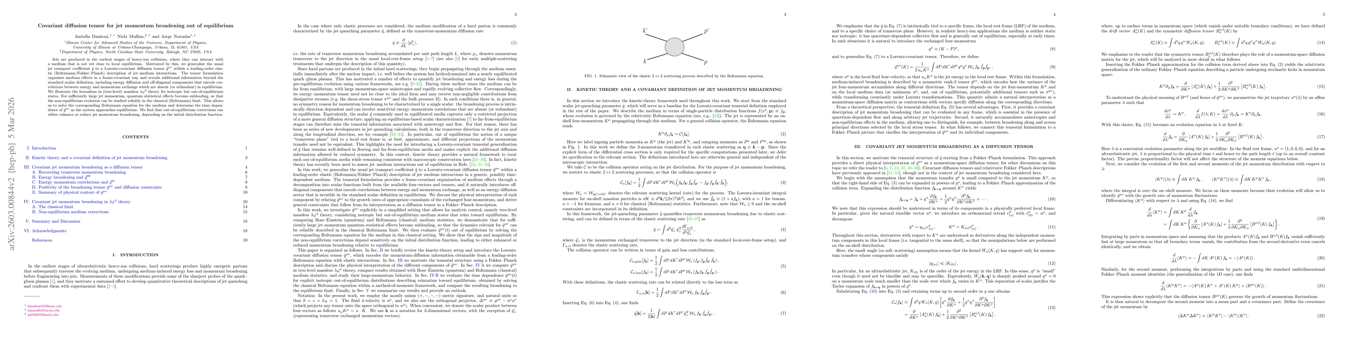Thumbnail for Covariant diffusion tensor for jet momentum broadening out of equilibrium
