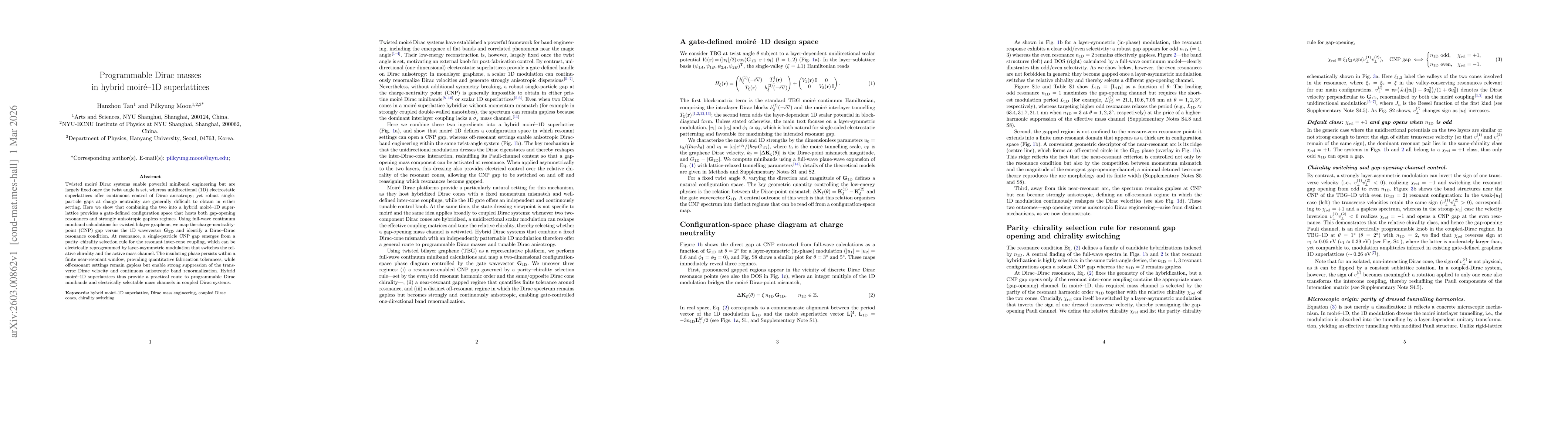 Thumbnail for Programmable Dirac masses in hybrid moiré--1D superlattices