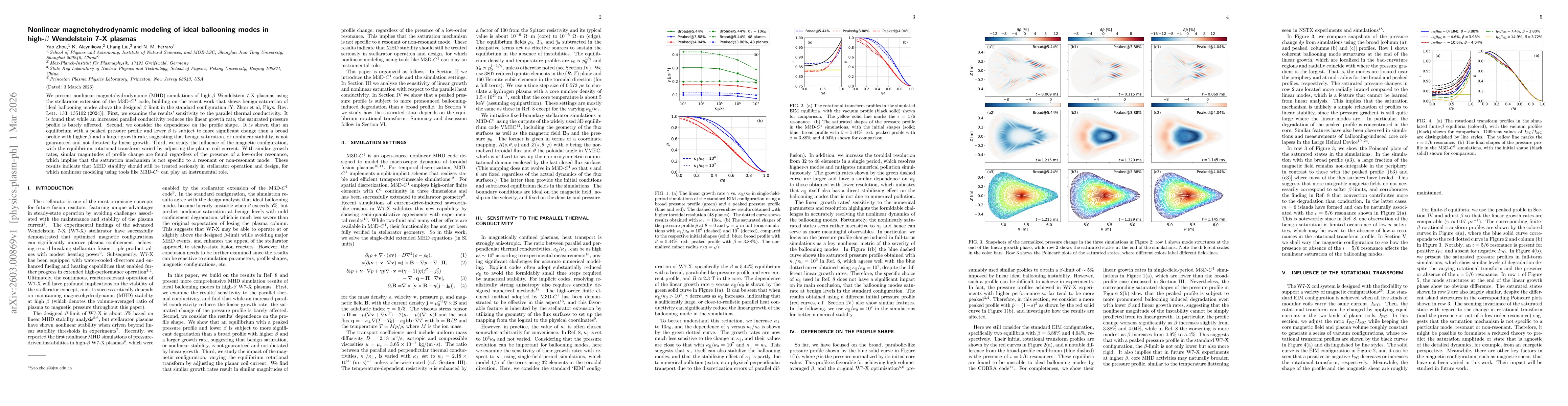 Thumbnail for Nonlinear magnetohydrodynamic modeling of ideal ballooning modes in high-$β$ Wendelstein 7-X plasmas