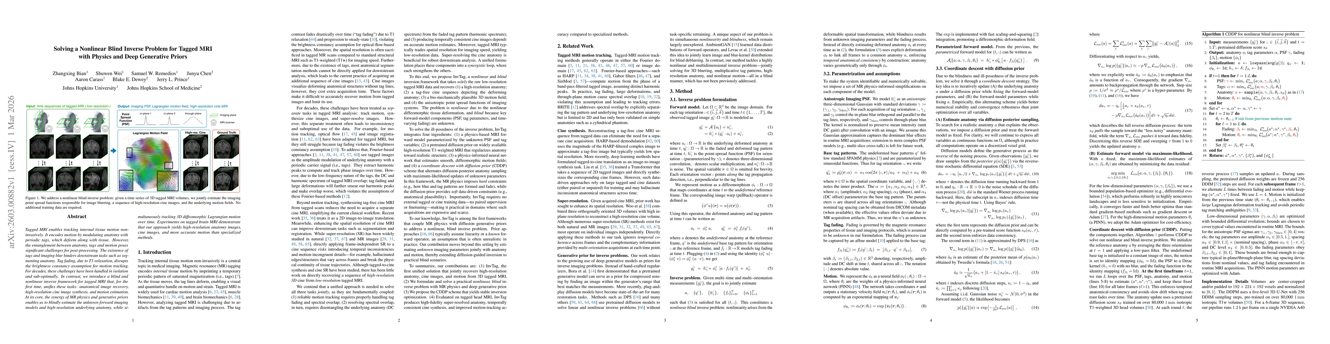 Thumbnail for Solving a Nonlinear Blind Inverse Problem for Tagged MRI with Physics and Deep Generative Priors