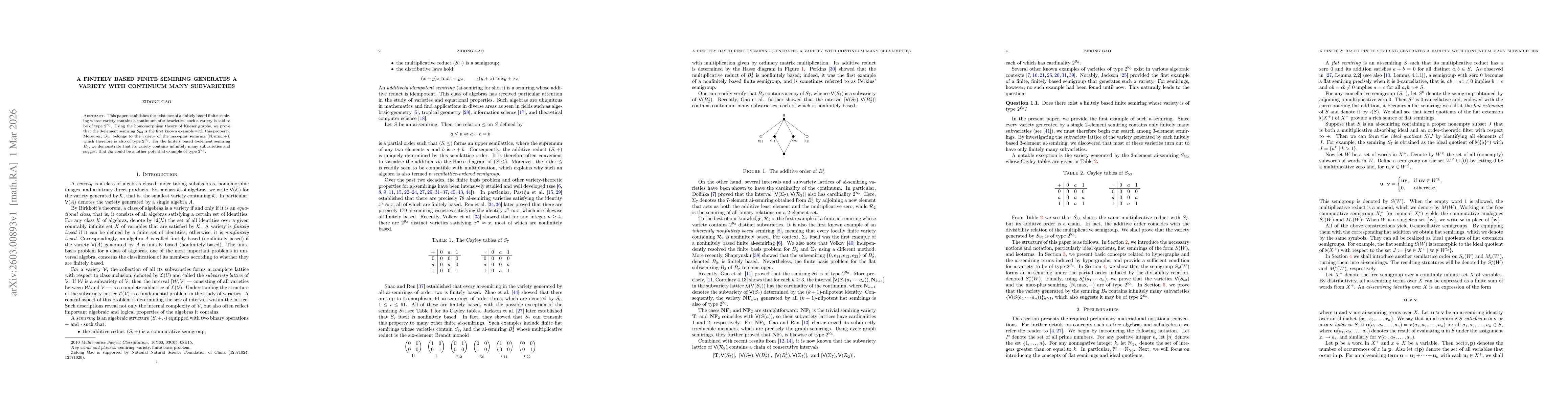 Thumbnail for A finitely based finite semiring generates a variety with continuum many subvarieties