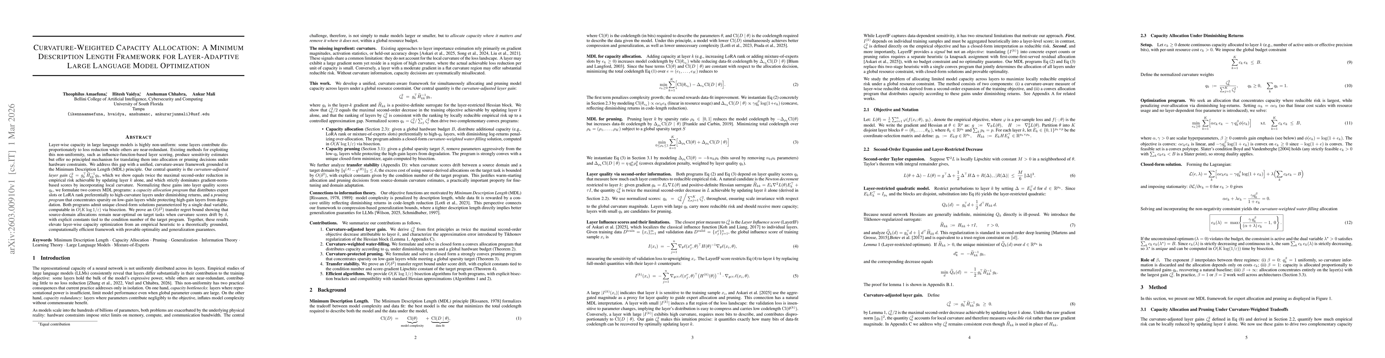 Thumbnail for Curvature-Weighted Capacity Allocation: A Minimum Description Length Framework for Layer-Adaptive Large Language Model Optimization