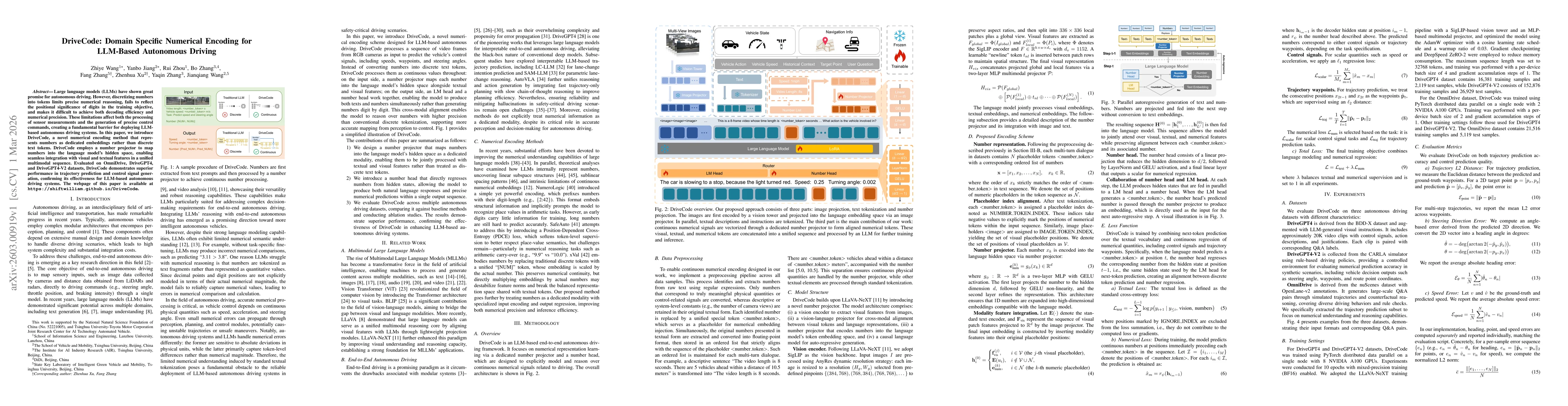 Thumbnail for DriveCode: Domain Specific Numerical Encoding for LLM-Based Autonomous Driving