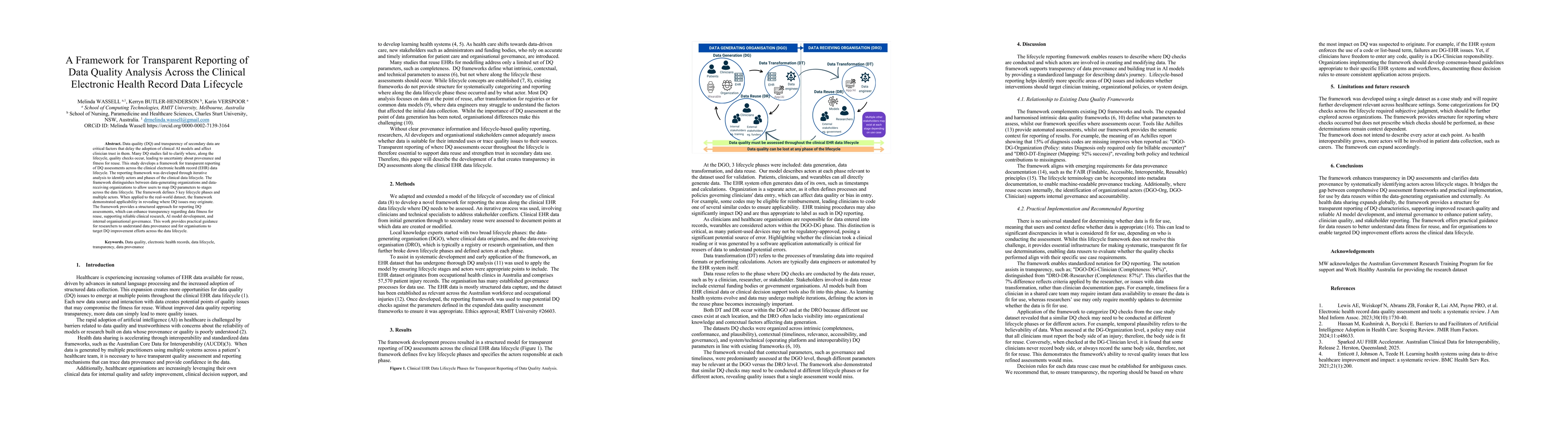 Thumbnail for A Framework for Transparent Reporting of Data Quality Analysis Across the Clinical Electronic Health Record Data Lifecycle