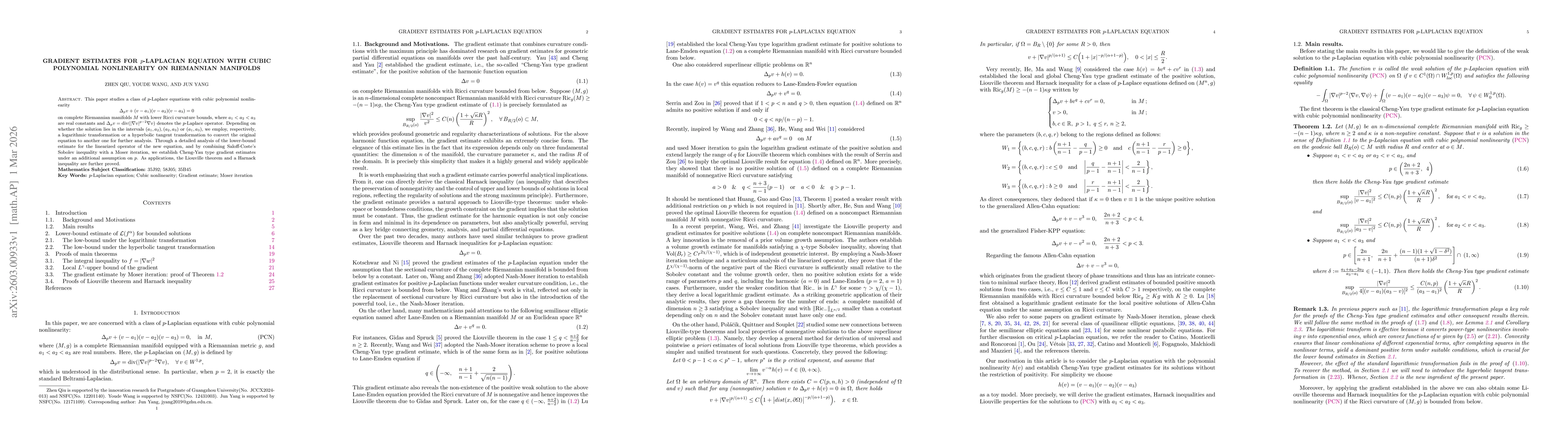 Thumbnail for Gradient estimates for $p$-Laplacian equation with cubic polynomial nonlinearity on Riemannian manifolds