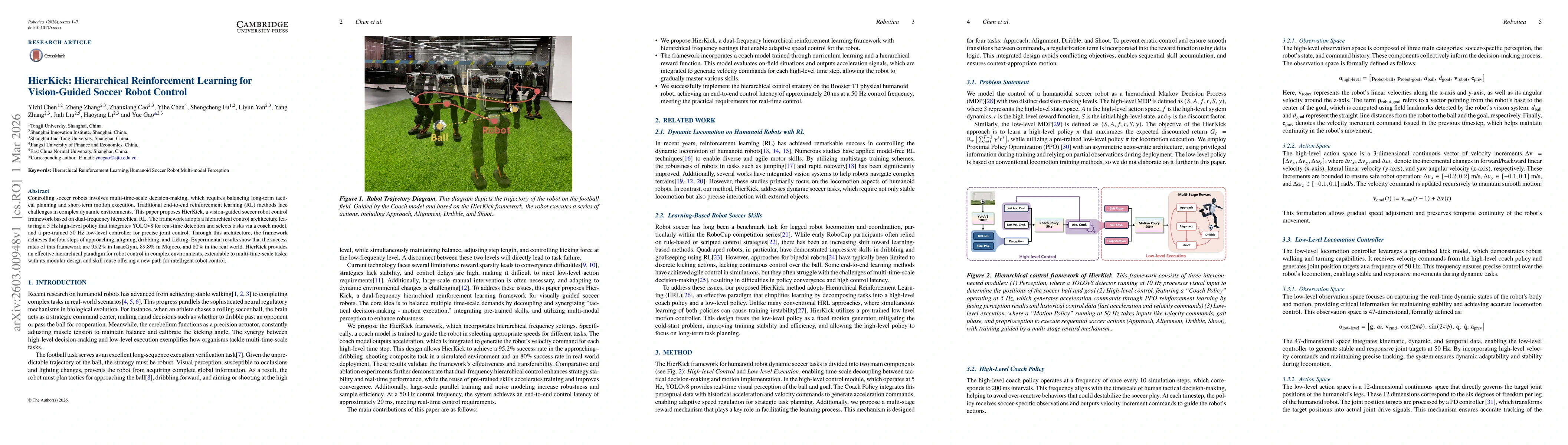 Thumbnail for HierKick: Hierarchical Reinforcement Learning for Vision-Guided Soccer Robot Control