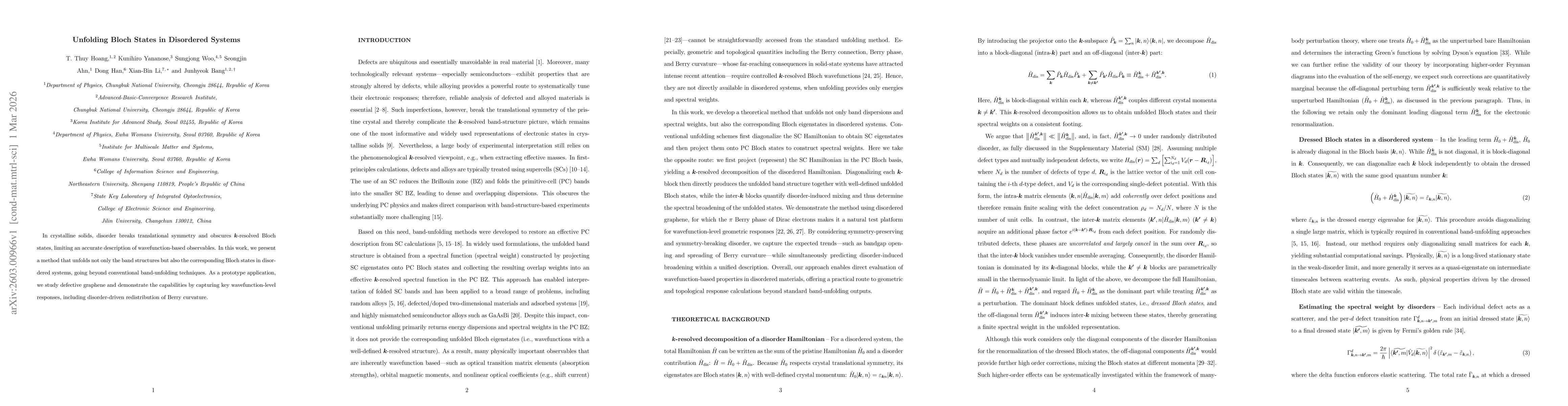 Thumbnail for Unfolding Bloch States in Disordered Systems