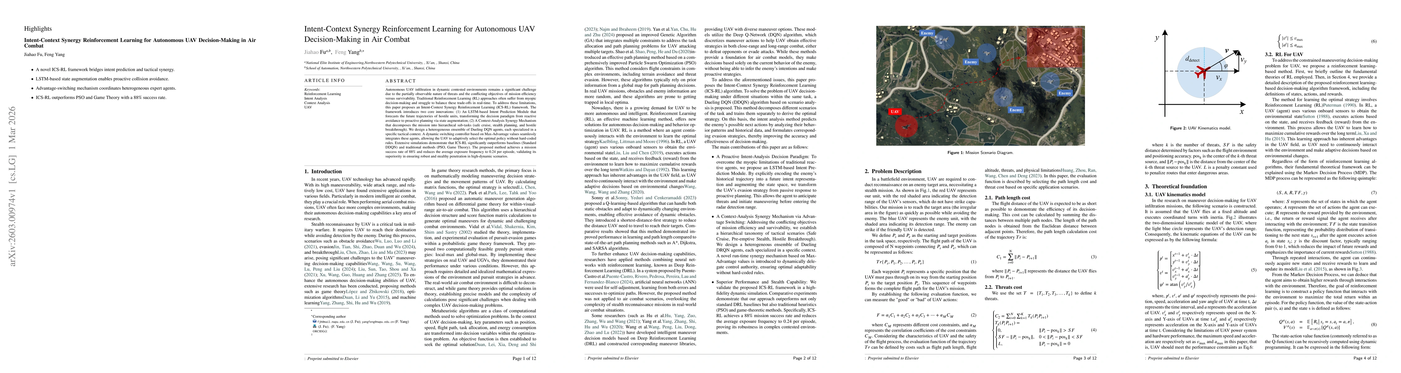 Thumbnail for Intent-Context Synergy Reinforcement Learning for Autonomous UAV Decision-Making in Air Combat