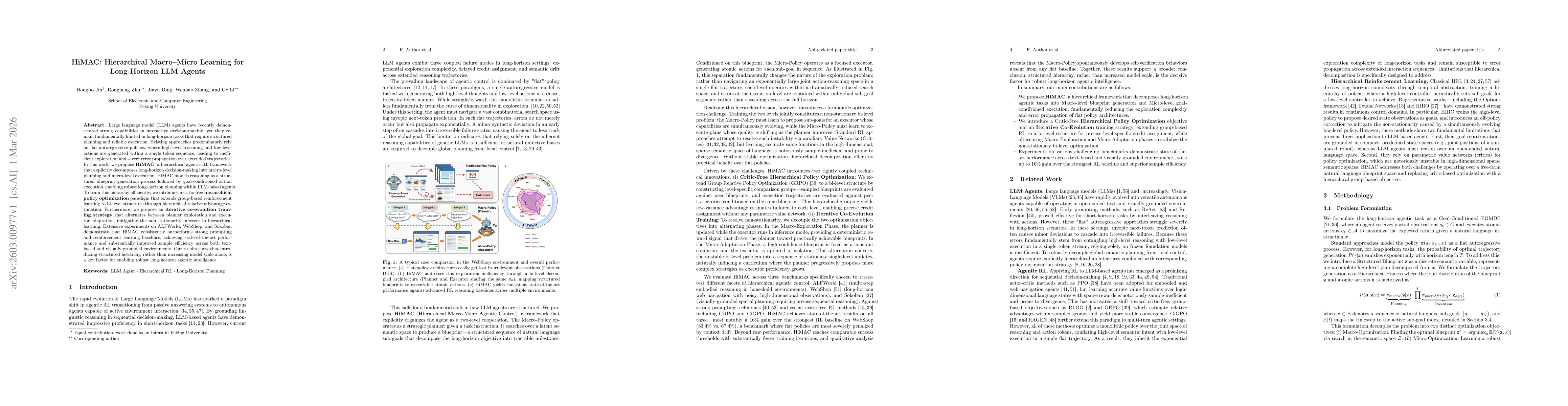 Thumbnail for HiMAC: Hierarchical Macro-Micro Learning for Long-Horizon LLM Agents
