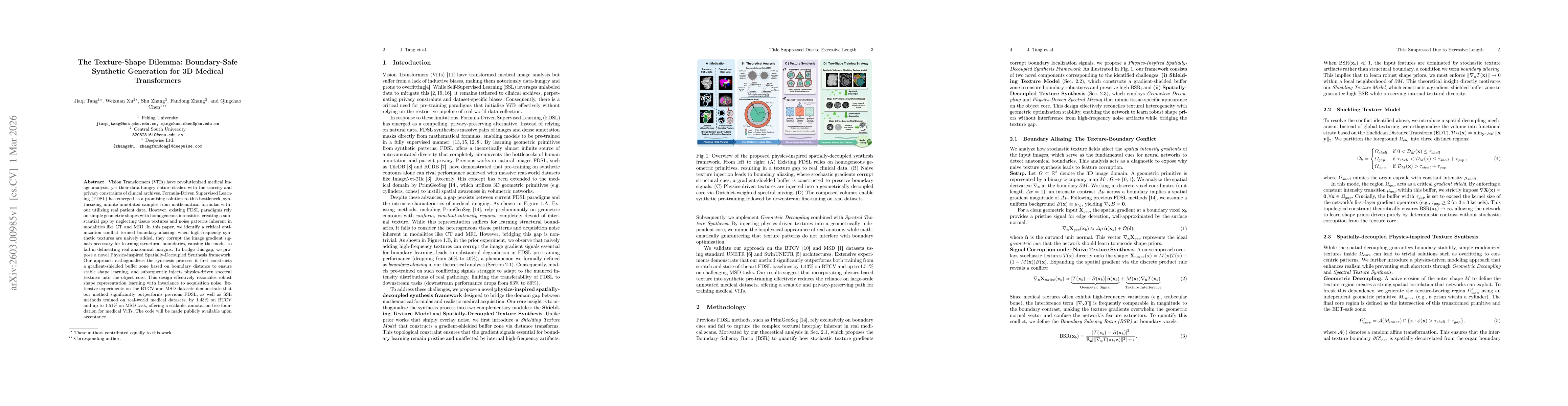 Thumbnail for The Texture-Shape Dilemma: Boundary-Safe Synthetic Generation for 3D Medical Transformers